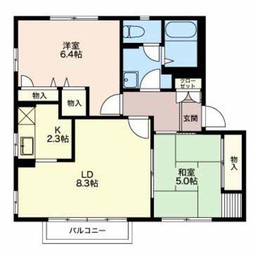 フォンティーヌ・サワI(2LDK/2階)の間取り写真