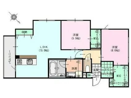 グランバリュー大清台(2LDK/5階)の間取り写真