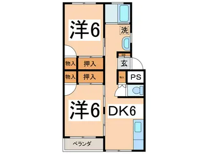 大手マンションA棟(2DK/3階)の間取り写真