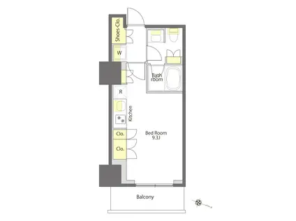 プライムメゾン白金台タワー(ワンルーム/3階)の間取り写真