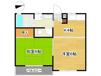 ディアコートENDO(2K/1階)の間取り写真