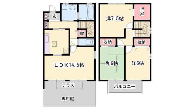 パークハイム壱番館 E棟(3LDK/1階)の間取り写真
