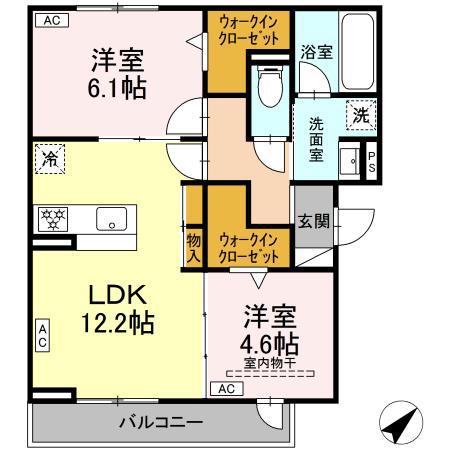レユスィール(2LDK/2階)の間取り写真