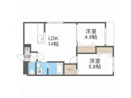 ブランシャールAS中島公園(2LDK/1階)の間取り写真