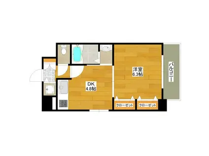 プルミエール江坂(1DK/4階)の間取り写真