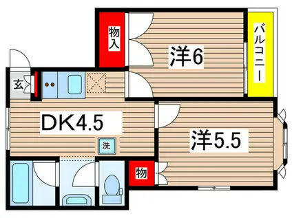 グレース鎌倉A(2DK/1階)の間取り写真