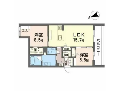 シエル八熊(2LDK/2階)の間取り写真
