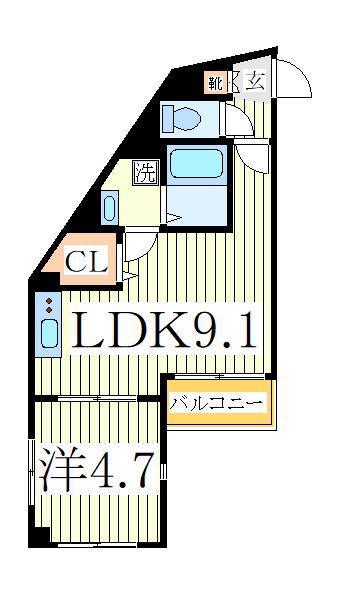 アルカンシエル柏(1LDK/3階)の間取り写真