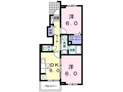 きららHOUSE・A(2DK/1階)の間取り写真