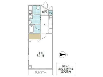 HYDE PARK MITO(1K/5階)の間取り写真