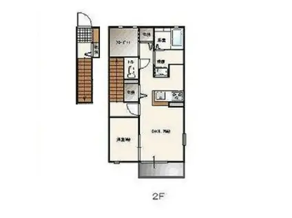 サンビレッジカシオペアA棟(1DK/2階)の間取り写真