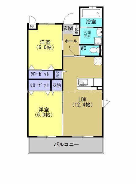 LIEN LAVIE A(2LDK/2階)の間取り写真