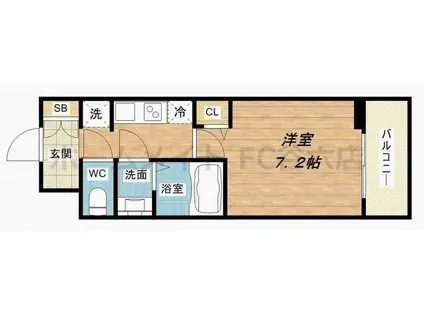 プレサンス北浜レガーロ(1K/9階)の間取り写真