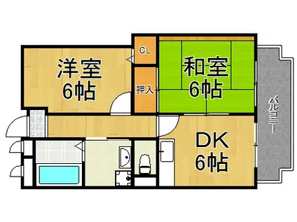 サン鹿塩(2DK/3階)の間取り写真