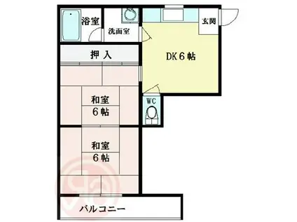 広瀬ハイツ(2LDK/3階)の間取り写真