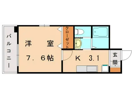 BBS古賀駅前(1K/7階)の間取り写真