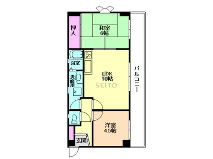 パークハイツアイリス3号館(2LDK/1階)の間取り写真