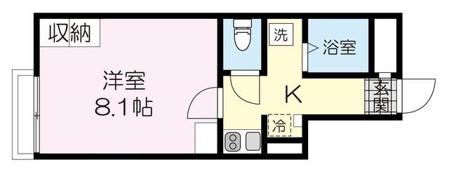 ジーケィ参番館(1K/1階)の間取り写真