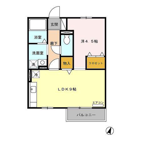 GLORY A棟(1LDK/2階)の間取り写真
