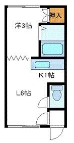 セラーノ(1DK/2階)の間取り写真