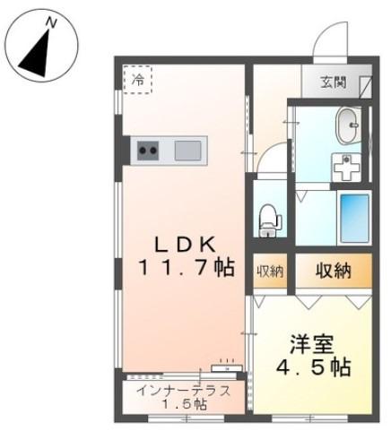 ハウルノア(1LDK/1階)の間取り写真