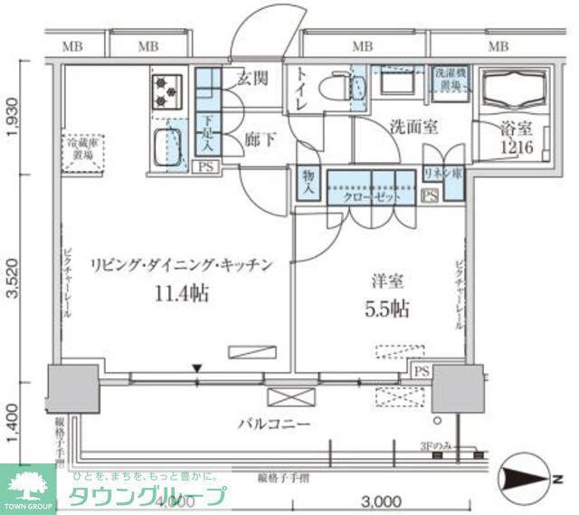 パークアクシス菊川ステーションゲート(1LDK/6階)の間取り写真