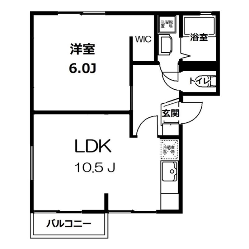 ルミエール百塚 D棟(1LDK/1階)の間取り写真