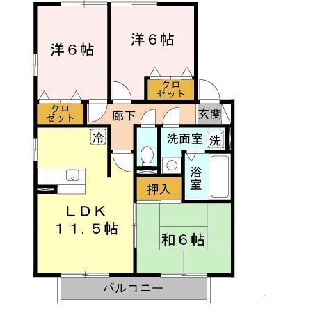 コンフォートテラス A(3LDK/2階)の間取り写真