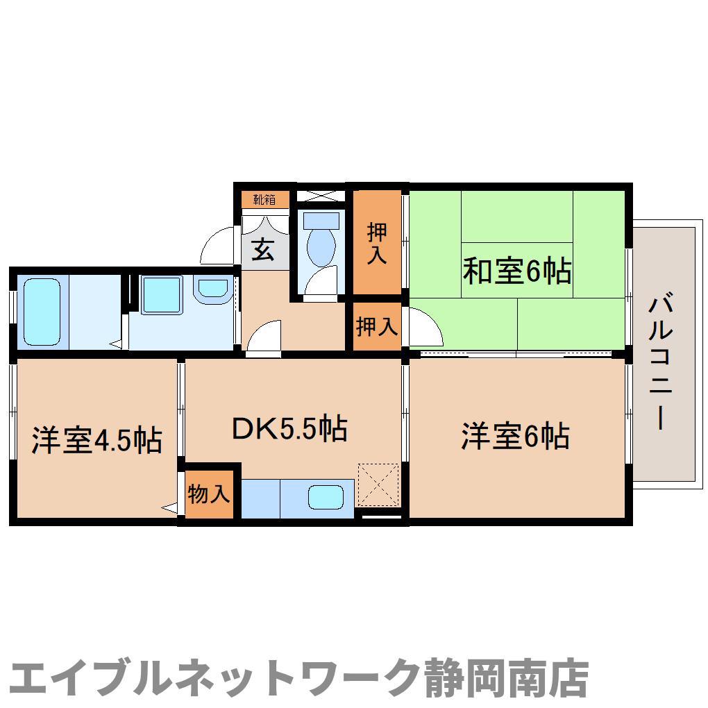 ランセ N(3DK/2階)の間取り写真