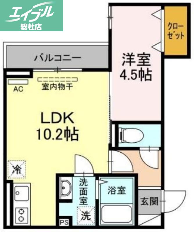 ベイ ブランシェ老松(1LDK/2階)の間取り写真