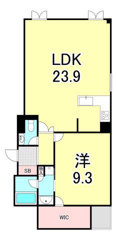 エクセレント芦屋(1LDK/3階)の間取り写真