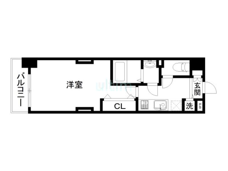 LUXE京都西大路(1K/1階)の間取り写真