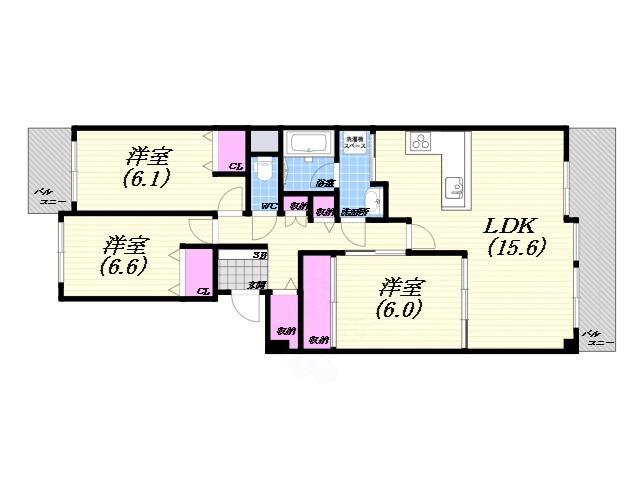パークハイム芦屋翠ヶ丘20番地(3LDK/2階)の間取り写真