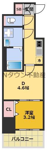 メイクスWアート上前津V(1DK/15階)の間取り写真