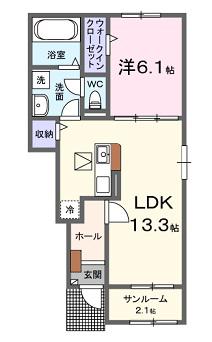 ベルコートE(1LDK/1階)の間取り写真
