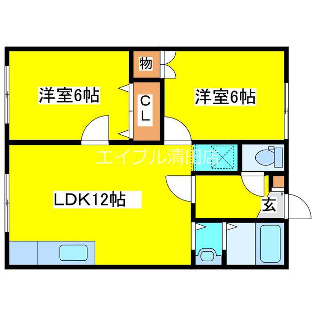 山田マンション1(2LDK/1階)の間取り写真