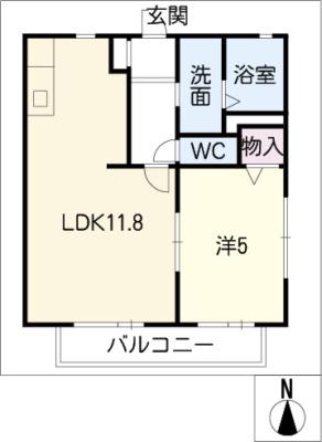 シティハイツWAKAGO II(1LDK/1階)の間取り写真