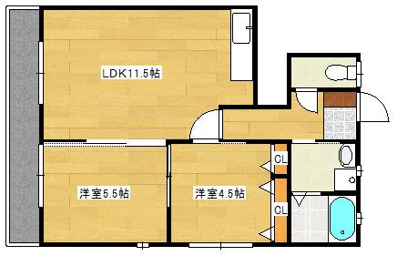 フェリーチェ福田(2LDK/1階)の間取り写真