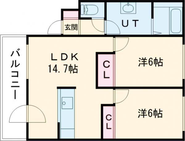 コンフォート寿(2LDK/3階)の間取り写真