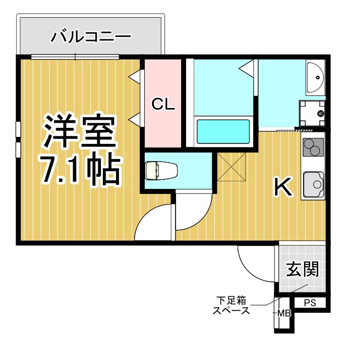 フジパレス阪急武庫之荘駅西2番館(1K/1階)の間取り写真