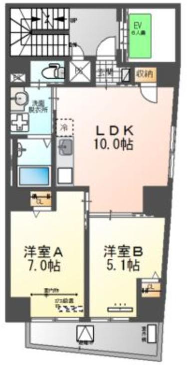 カーサグランデ日本橋小網町(2LDK/7階)の間取り写真