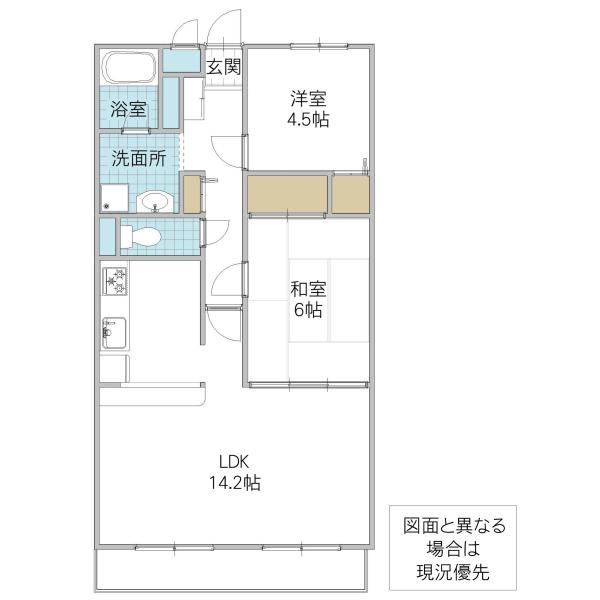 グレイスコートIII(2LDK/4階)の間取り写真