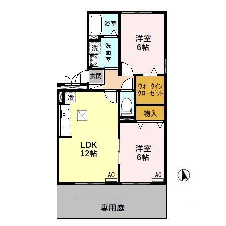 ジェントリー(2LDK/1階)の間取り写真