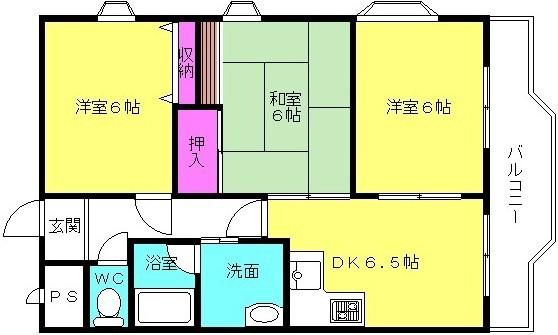 ヴィーブル新在家(3DK/2階)の間取り写真