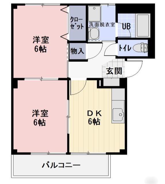 プリマリア60(2DK/2階)の間取り写真