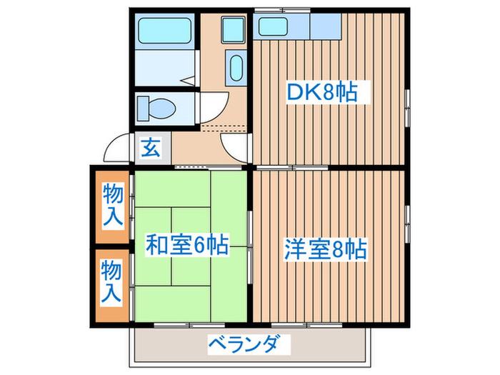 シティハイム ソファレ南(2DK/2階)の間取り写真