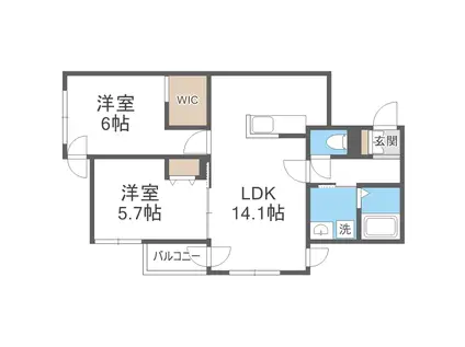 RISHAS(2LDK/4階)の間取り写真