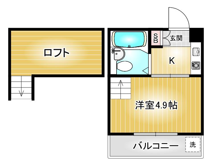 ヴァンベール平針(1K/2階)の間取り写真