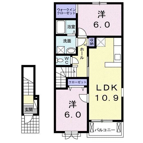 ベルフィオーレ C(2LDK/2階)の間取り写真