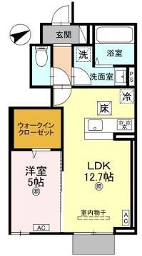 ANPOOL A棟(1LDK/1階)の間取り写真